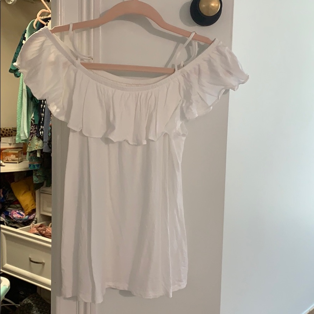 Lilly Pulitzer off the shoulder t-shirt.